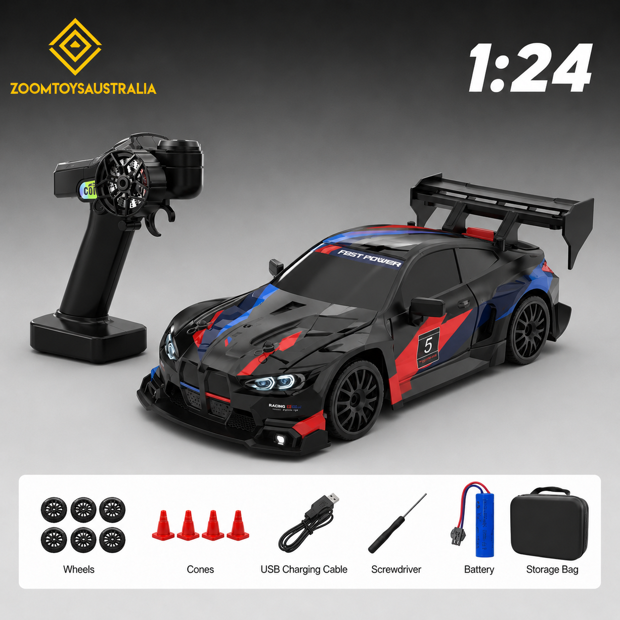 Premium Mini M4 RC Track-Spec Sports Car | Alloy Model | 1:24 Scale