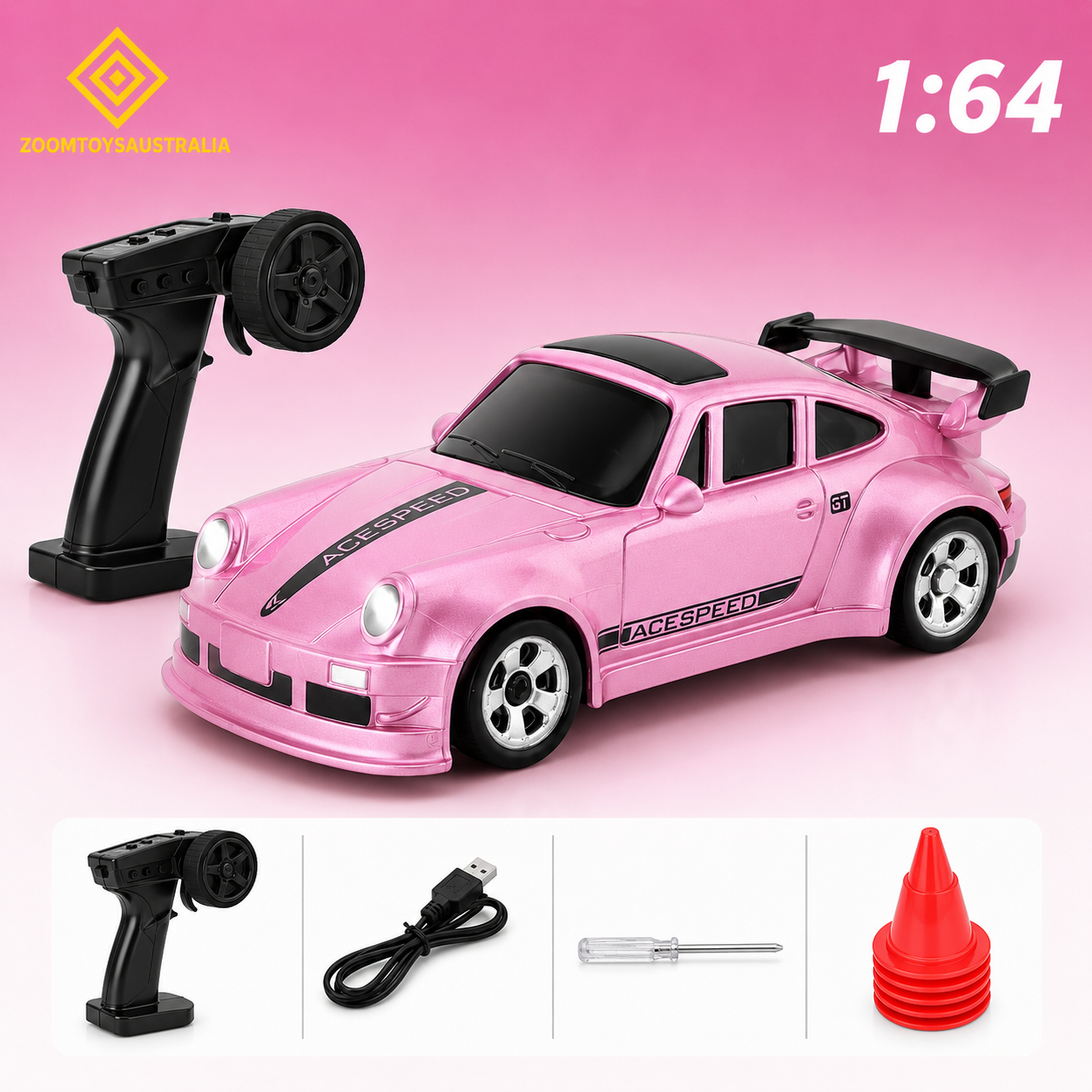 Premium Mini 911 Turbo RC Track-Spec Sports Car | Alloy Model | 1:64 Scale