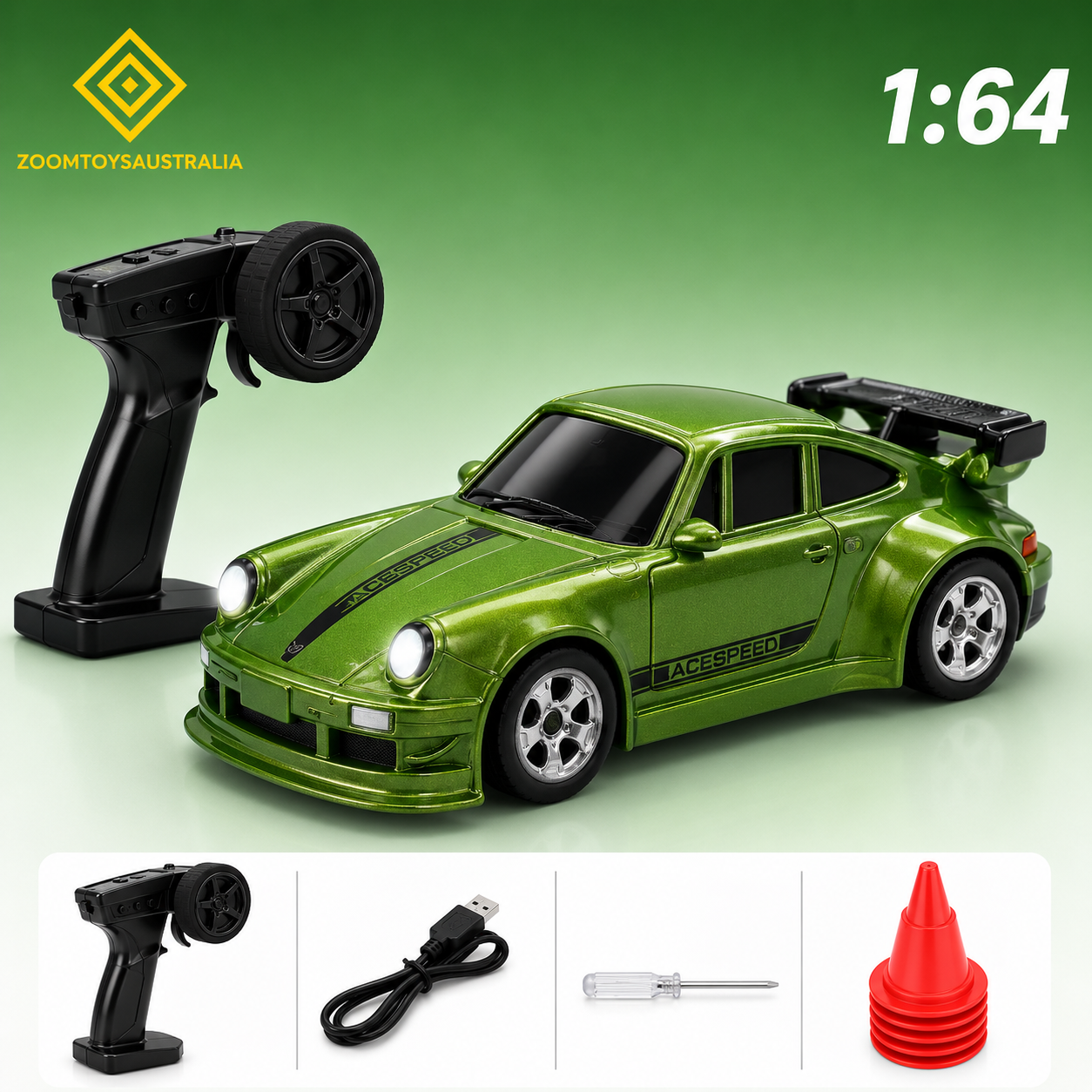 Premium Mini 911 Turbo RC Track-Spec Sports Car | Alloy Model | 1:64 Scale