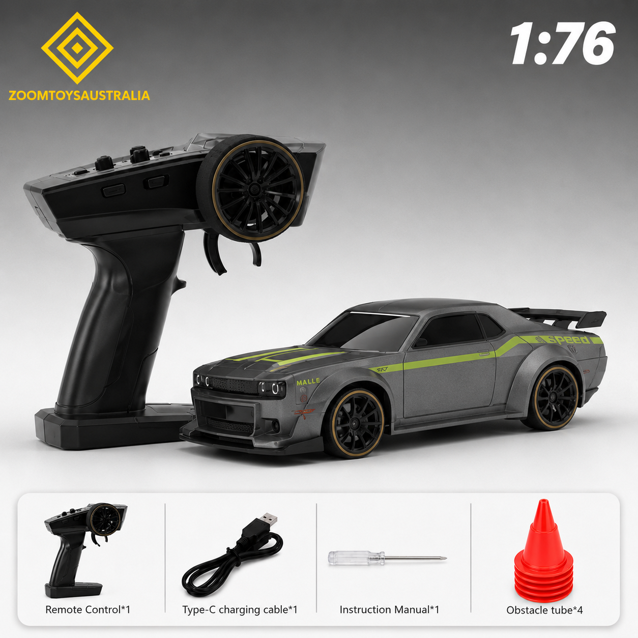 Premium Mini Hellcat RC Track-Spec Sports Car | Alloy Model | 1:76 Scale