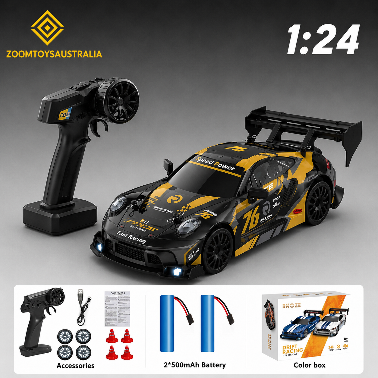 Premium Large GT3 GTR RC Track-Spec Sports Car | PVC Model | 1:24 Scale