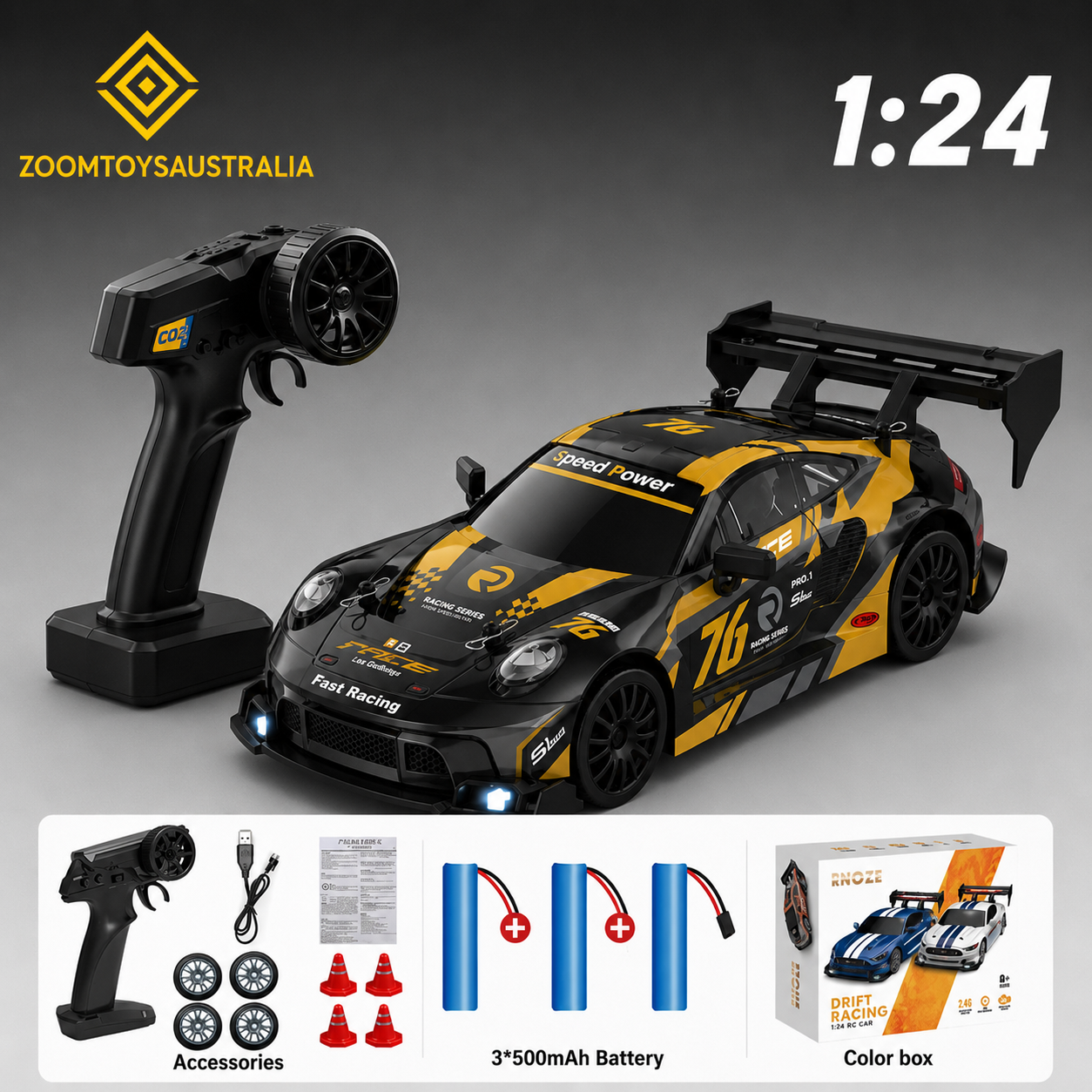 Premium Large GT3 GTR RC Track-Spec Sports Car | PVC Model | 1:24 Scale