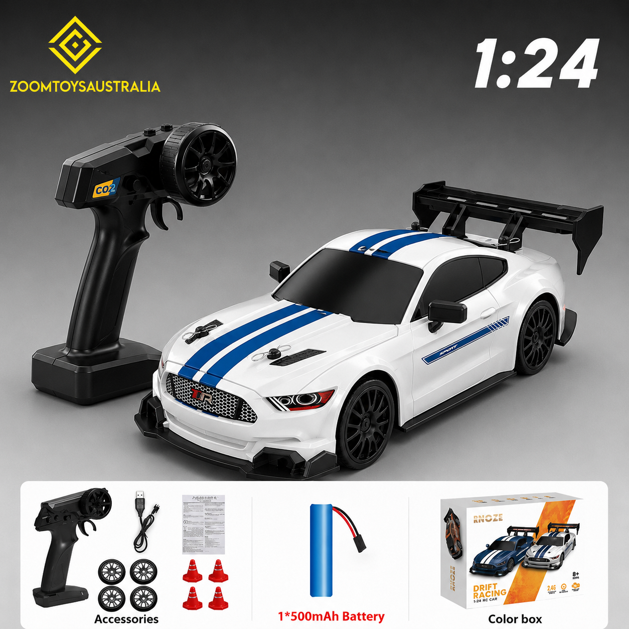 Premium Large Mustang RC Track-Spec Sports Car | PVC Model | 1:24 Scale