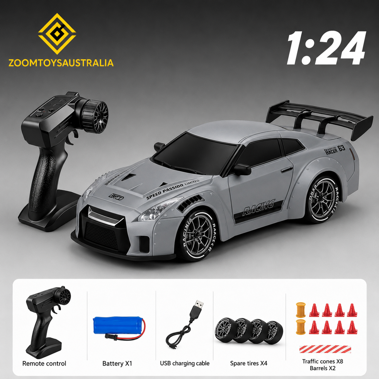 Premium Large R35 RC Track-Spec Sports Car | PVC Model | 1:24 Scale