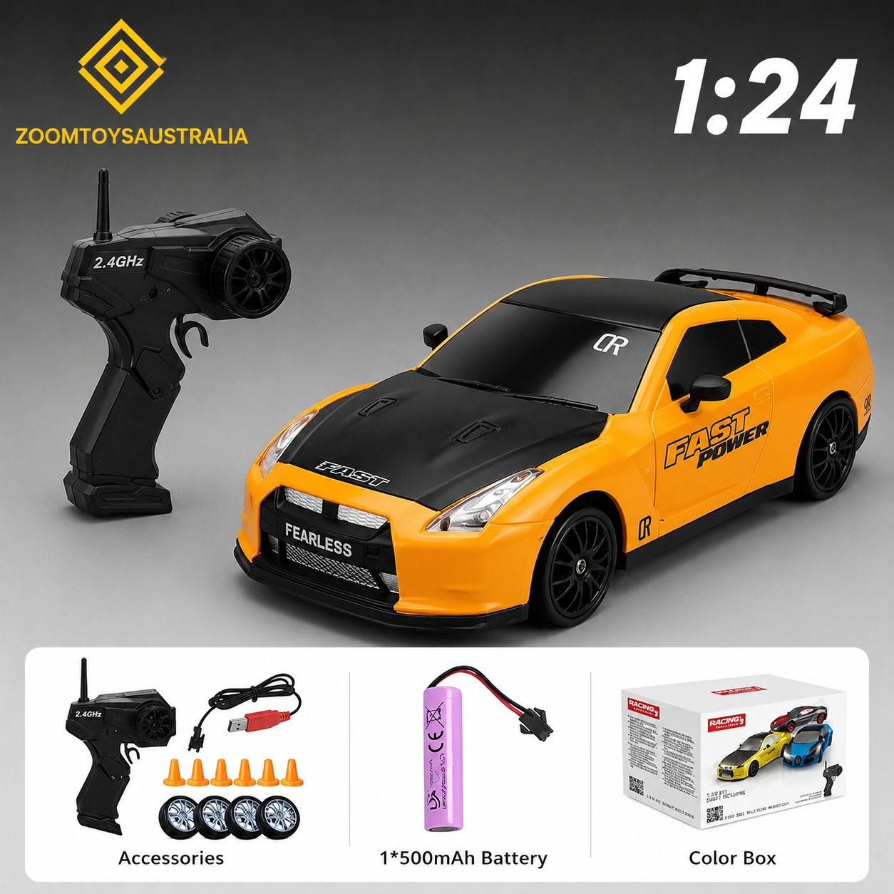 Premium Large R35 RC Track-Spec Sports Car | PVC Model | 1:24 Scale