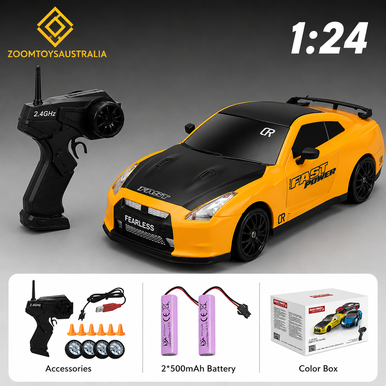 Premium Large R35 RC Track-Spec Sports Car | PVC Model | 1:24 Scale