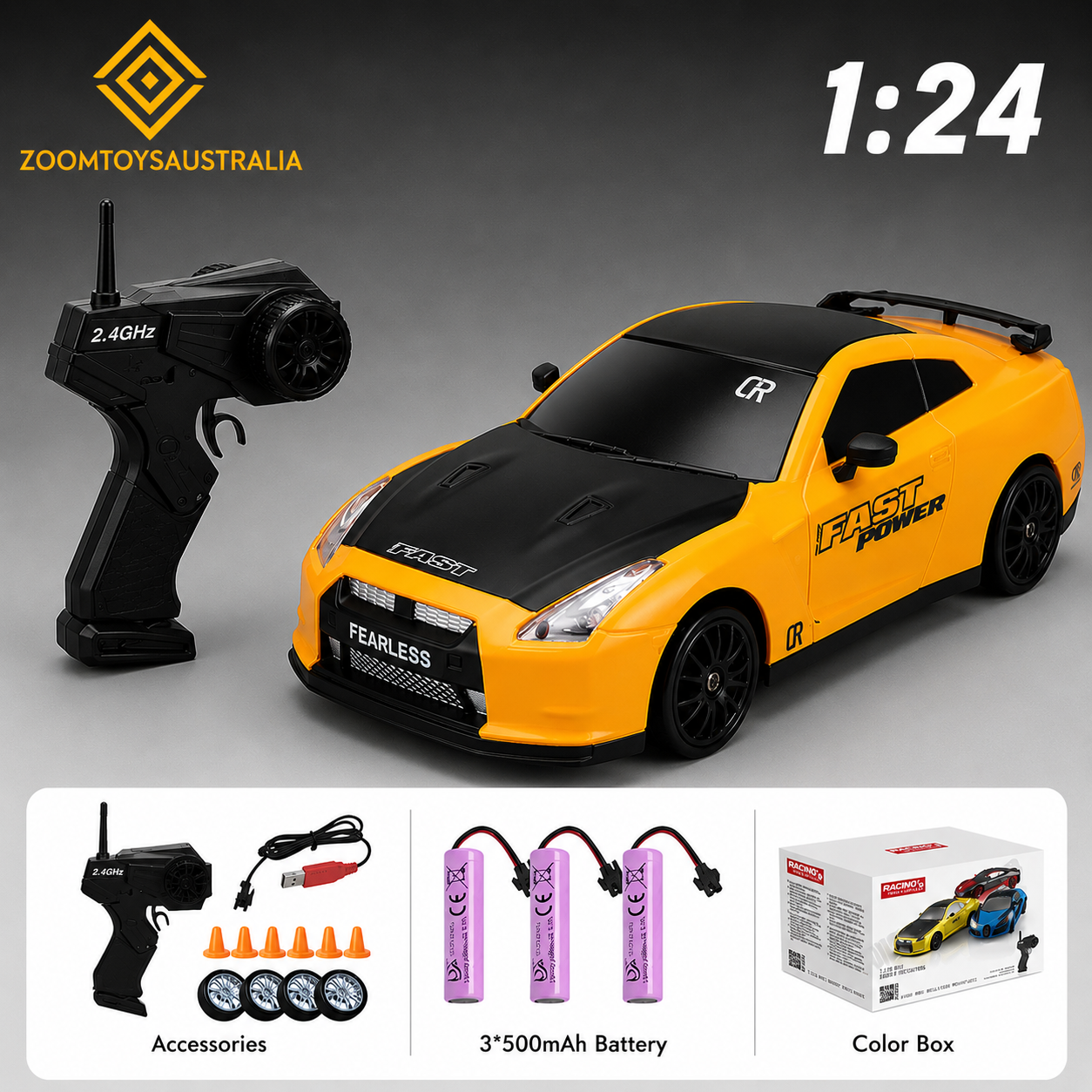 Premium Large R35 RC Track-Spec Sports Car | PVC Model | 1:24 Scale