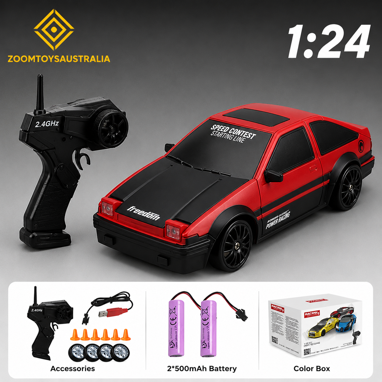 Premium Large AE86 RC Track-Spec Sports Car | PVC Model | 1:24 Scale