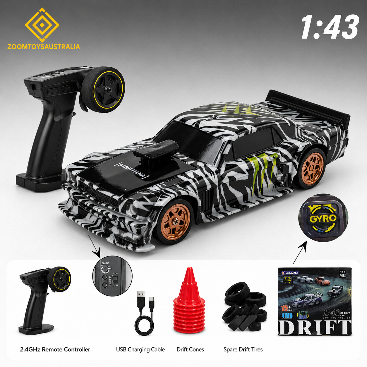 Premium Mini Hoonicorn RC Track-Spec Sports Car | Medium Model | 1:43 Scale