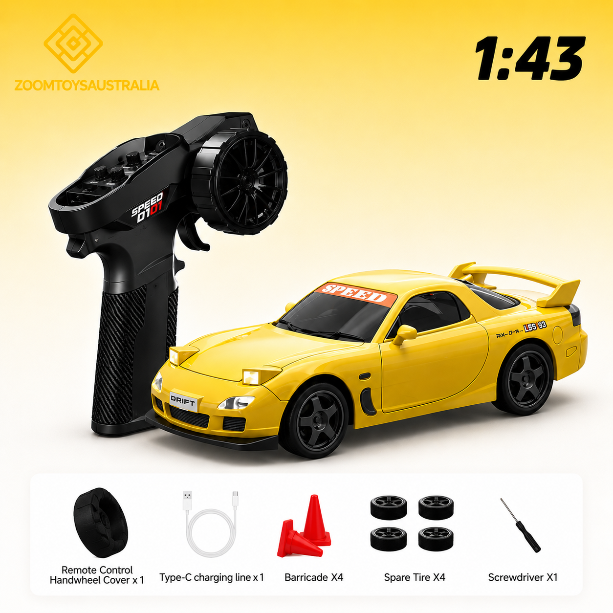 Premium Mini RX7 Turbo RC Track-Spec Sports Car | Alloy Model | 1:43 Scale