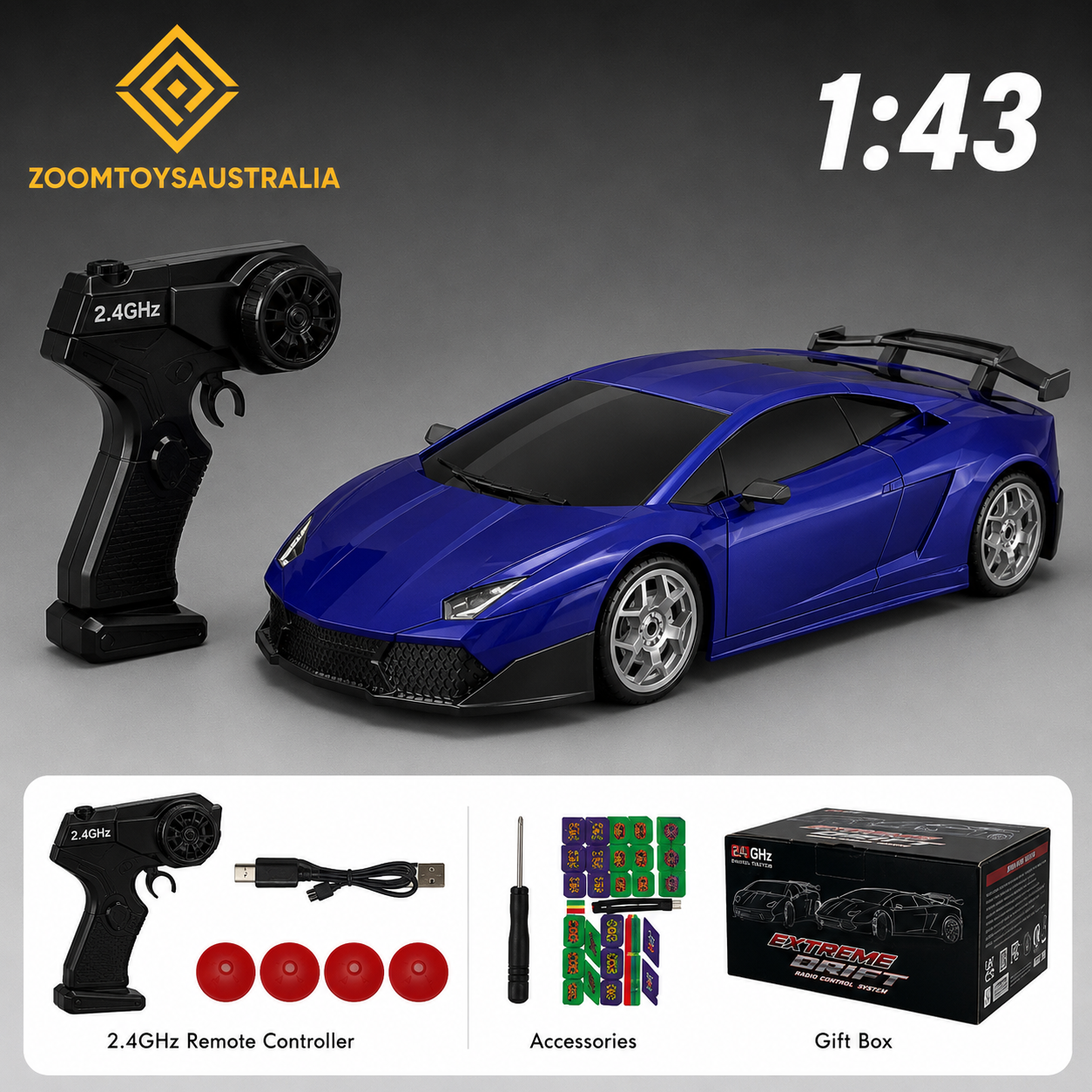 Premium Mini Lambo RC Track-Spec Sports Car | Alloy Model | 1:43 Scale