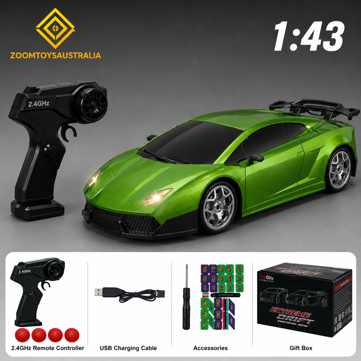 Premium Mini Lambo RC Track-Spec Sports Car | Alloy Model | 1:43 Scale