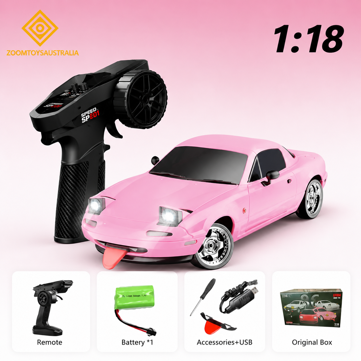Premium Large MX5 RC Track-Spec Sports Car | Medium Model | 1:18 Scale