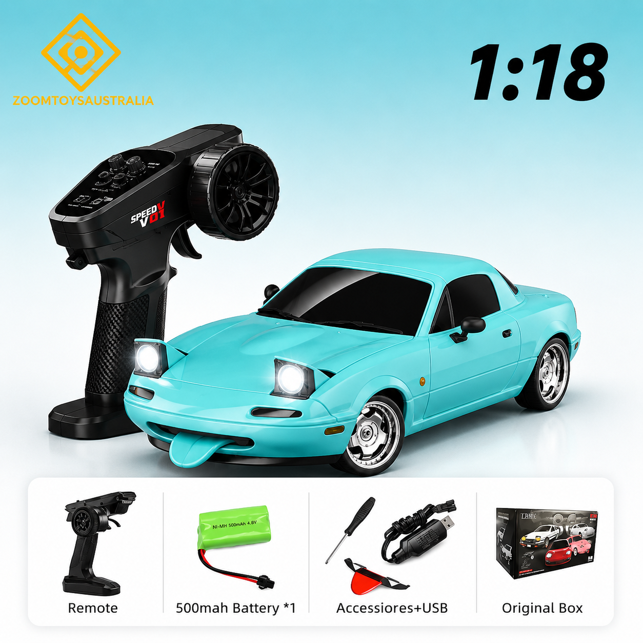 Premium Large MX5 RC Track-Spec Sports Car | Medium Model | 1:18 Scale