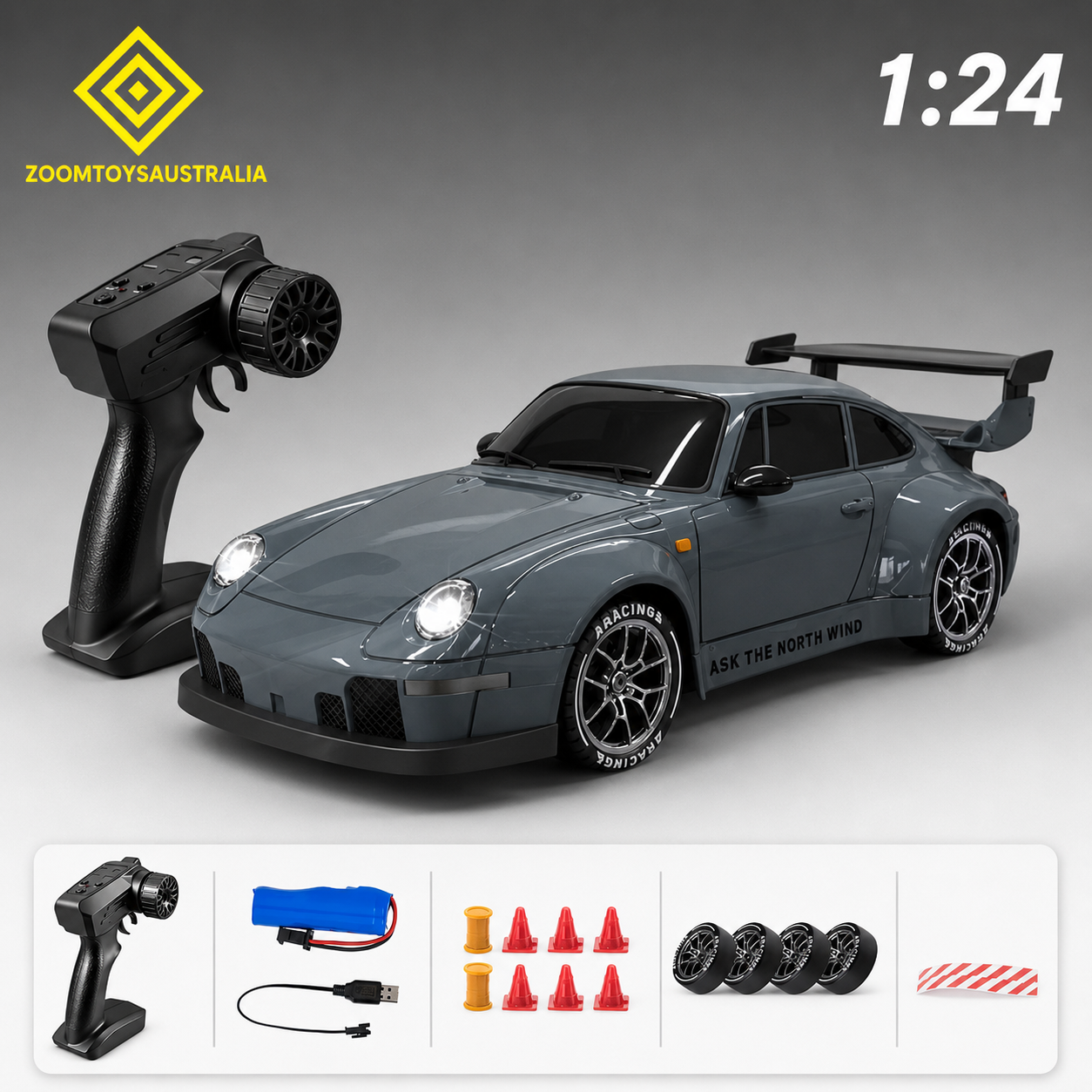 Premium Large 911 RC Track-Spec Sports Car | PVC Model | 1:24 Scale