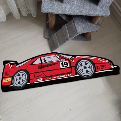 Retro Ferrari Floor Mat | Wool-Like Fabric Cushion | Home Decoration | 3 Sizes