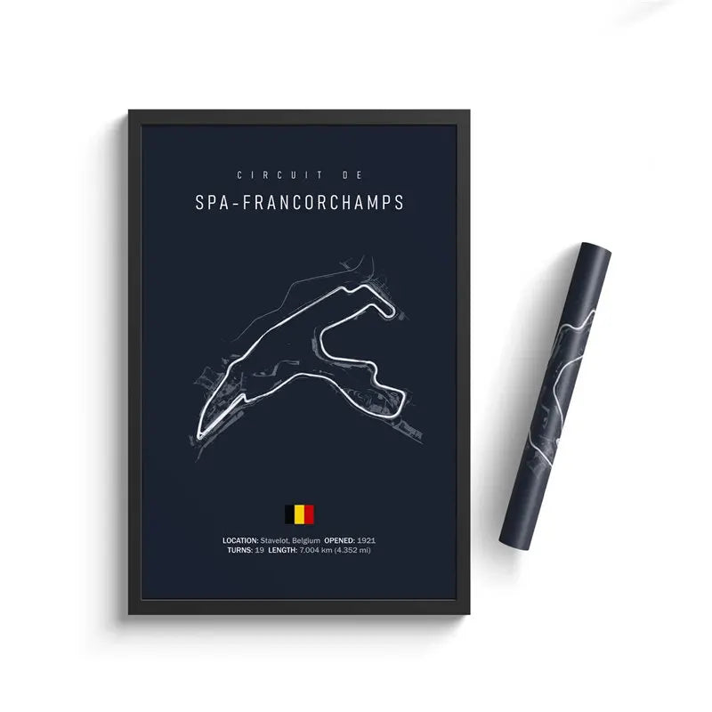 F1 Spa-Francorchamps Belgium Track Circuit | Poster | Waterproof Ink | 5 Sizes