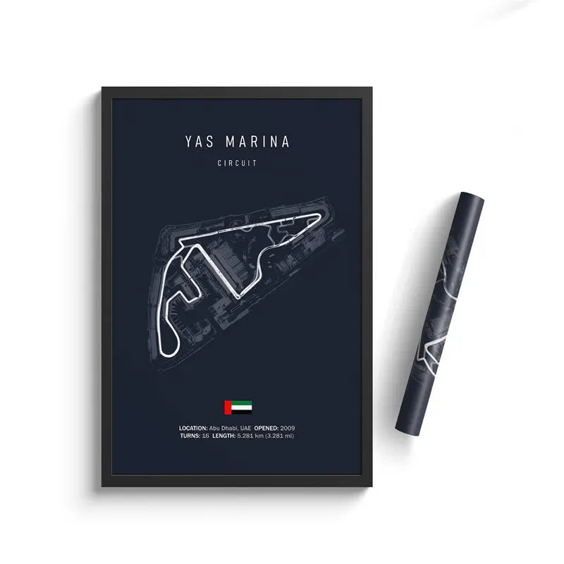 F1 Yas Marino Abu Dhabi Track Circuit | Poster | Waterproof Ink | 5 Sizes