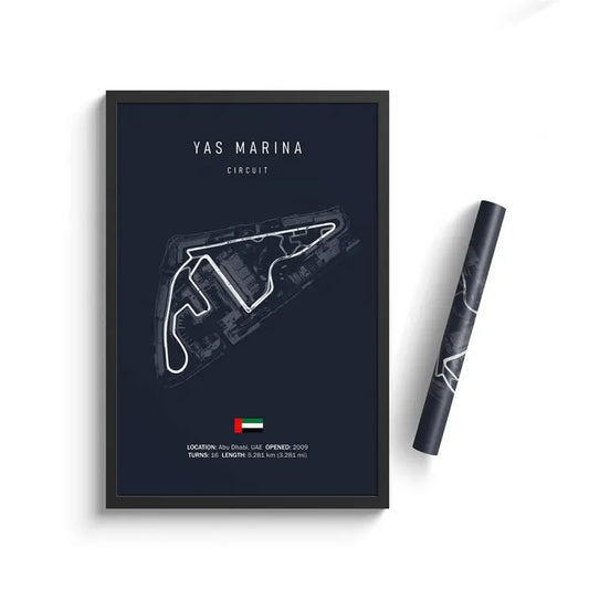 F1 Yas Marino Abu Dhabi Track Circuit | Poster | Waterproof Ink | 5 Sizes