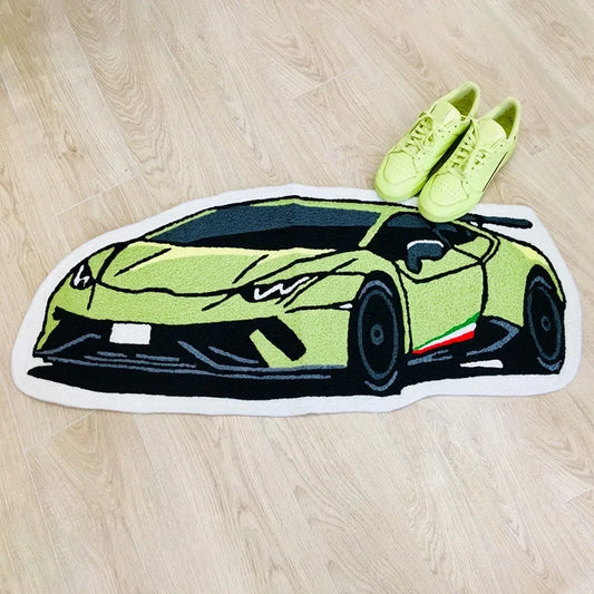Retro Lambo Floor Mat | Wool-Like Fabric Cushion | Home Decoration | 4 Sizes