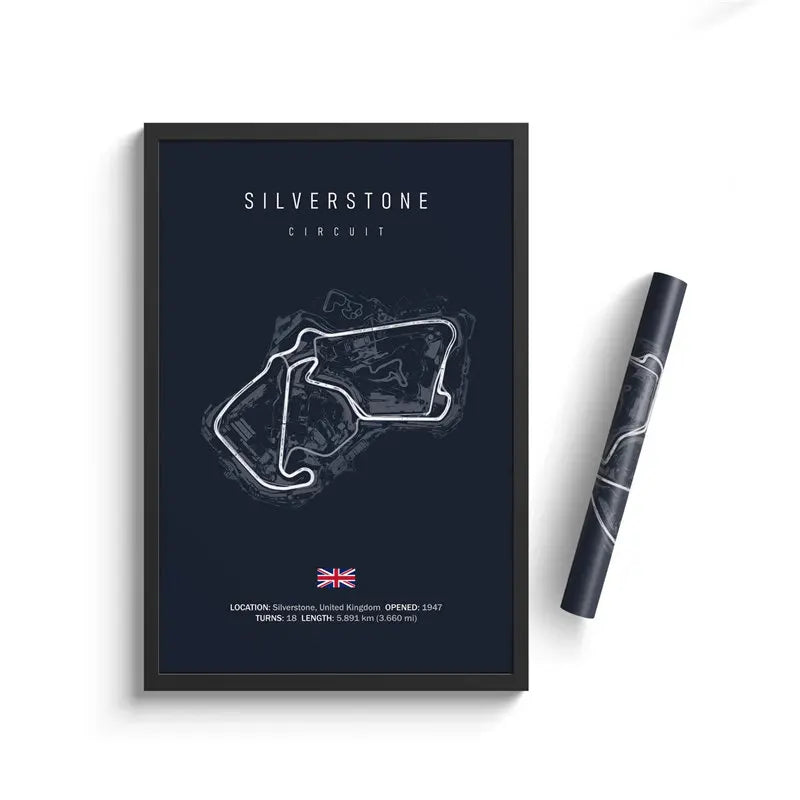 F1 Silverstone Great Britain Track Circuit | Poster | Waterproof Ink | 5 Sizes