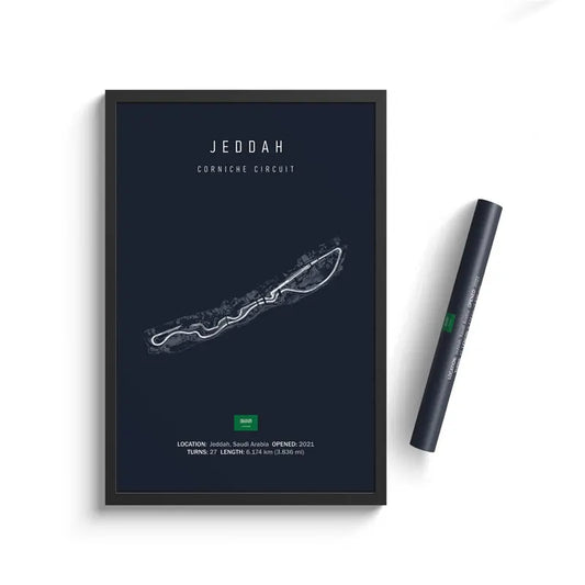 F1 Jeddah Saudi Arabia Track Circuit | Poster | Waterproof Ink | 5 Sizes