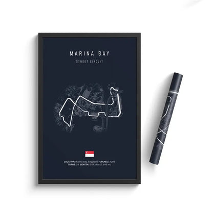 F1 Marina Bay Singapore Track Circuit | Poster | Waterproof Ink | 5 Sizes