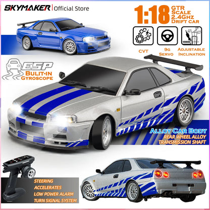 Premium Mini R34 RC Track-Spec Sports Car | Medium Model | 1:18 Scale