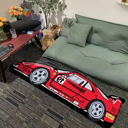 Retro Ferrari Floor Mat | Wool-Like Fabric Cushion | Home Decoration | 3 Sizes